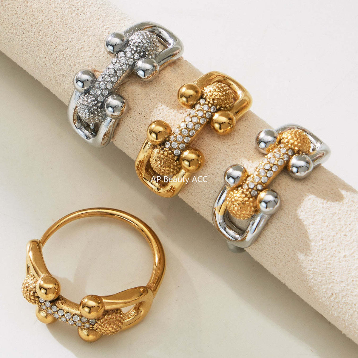 D관 - 스테인리스 스틸 말발굽 모양 큐빅 펜던트 18K 도금 귀걸이 반지 팔찌 목걸이 [TXP501] 25.11-4