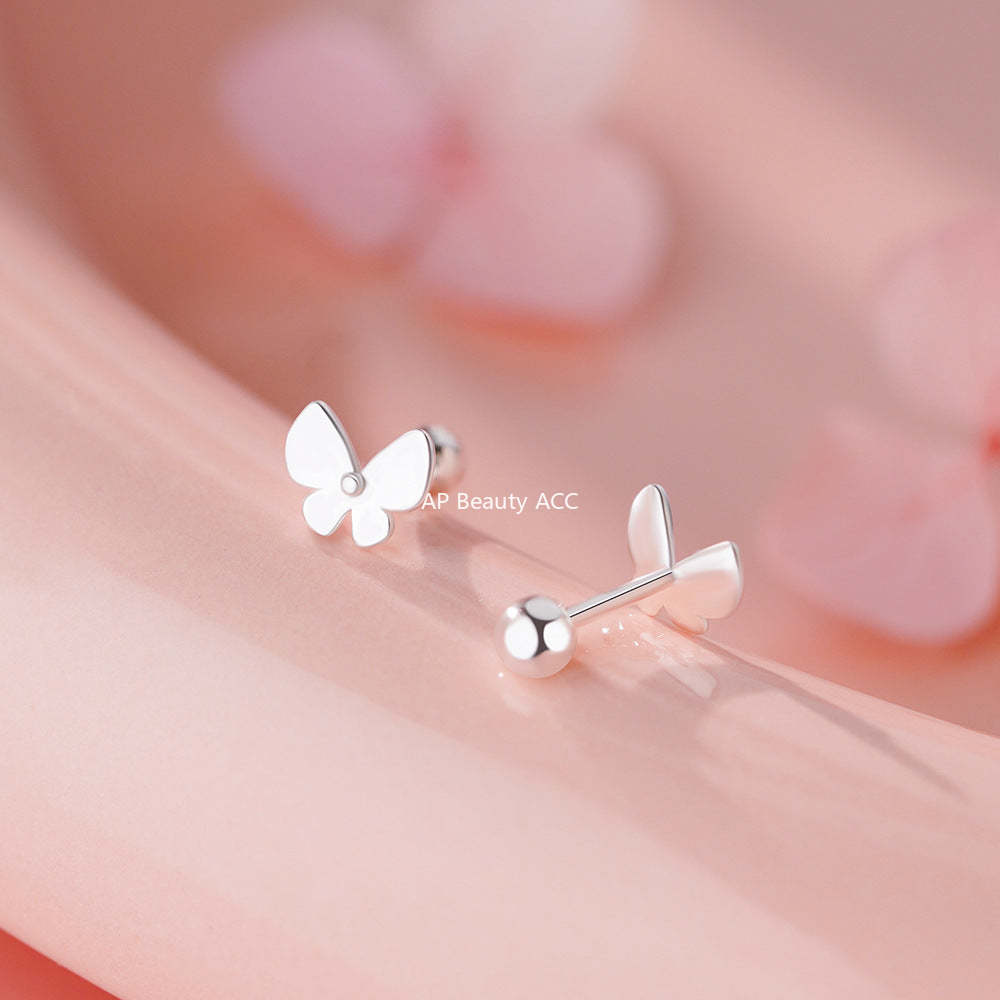 B관 - 999 실버 심플 나비 모양 피어싱 귀걸이 [YC6506E_1] 25.11-4