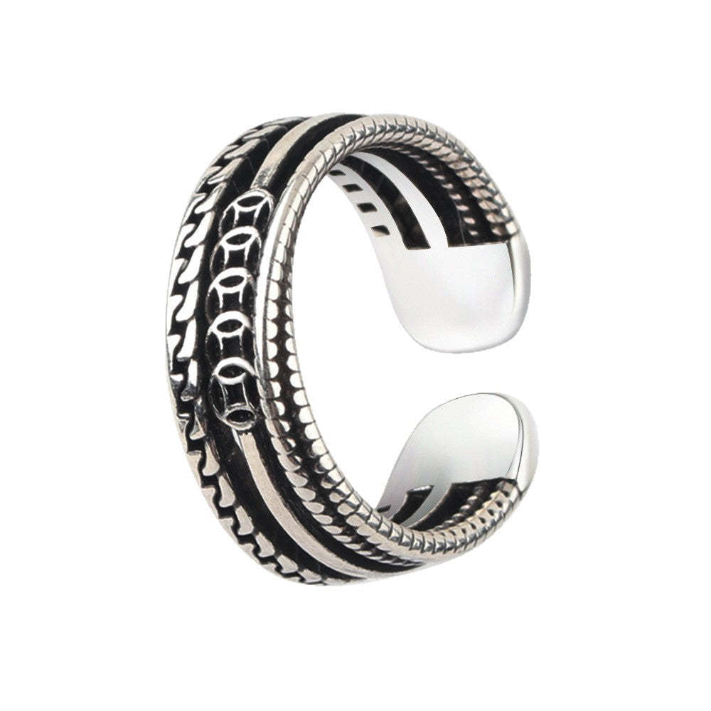 G관 - 빈티지 실버 스타일 동전 체인 디자인 반지 [J2521] 25.09-4