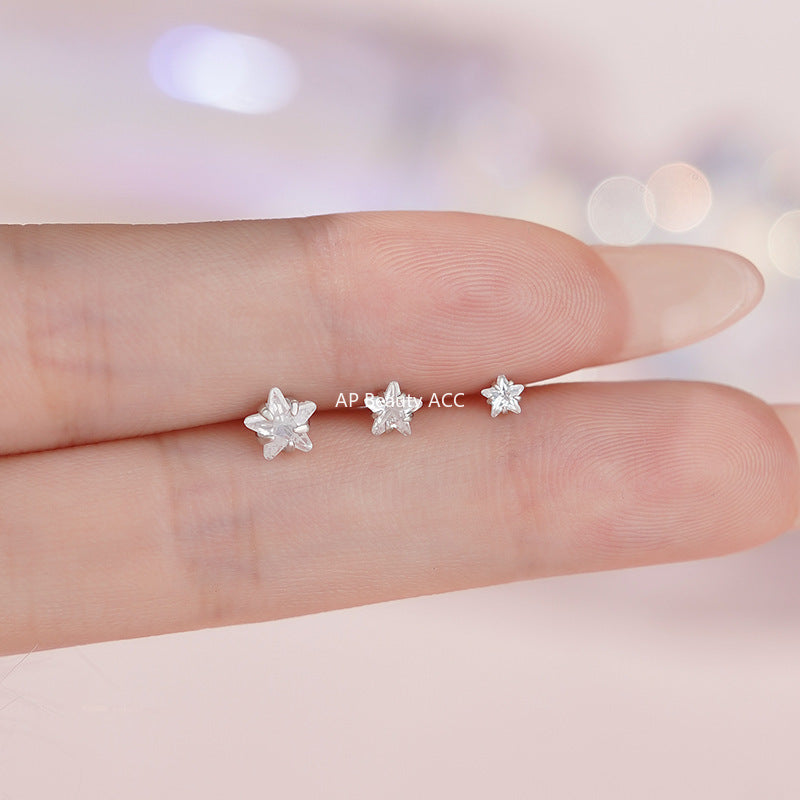B관 - 999 실버 별 모양 큐빅 피어싱 귀걸이 [YC4262E_1] 25.11-2