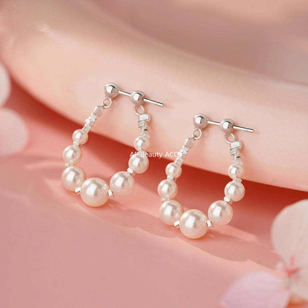 B관 - 925 실버 스퀘어 실버 자개 진주 귀걸이 [YC2380E_1] 25.12-3