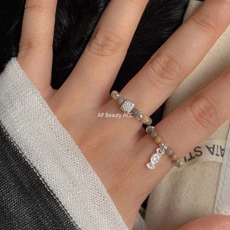 A관 - 클로버 십자가 하트 코끼리 미니 펜던트 925실버 비즈 반지 [RC] 25.11-4