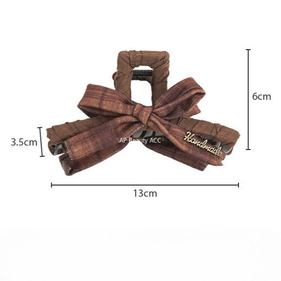 E관 - 체크 패턴 리본 디자인 집게핀 [27659] 25.11-2