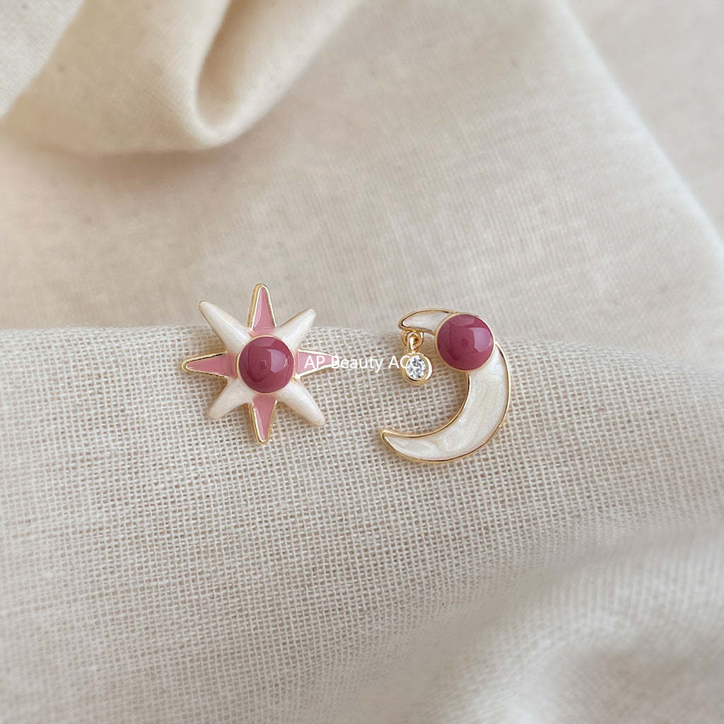 C관 - 925 은침 별 달 언밸런스 귀걸이 [7043] 25.11-1