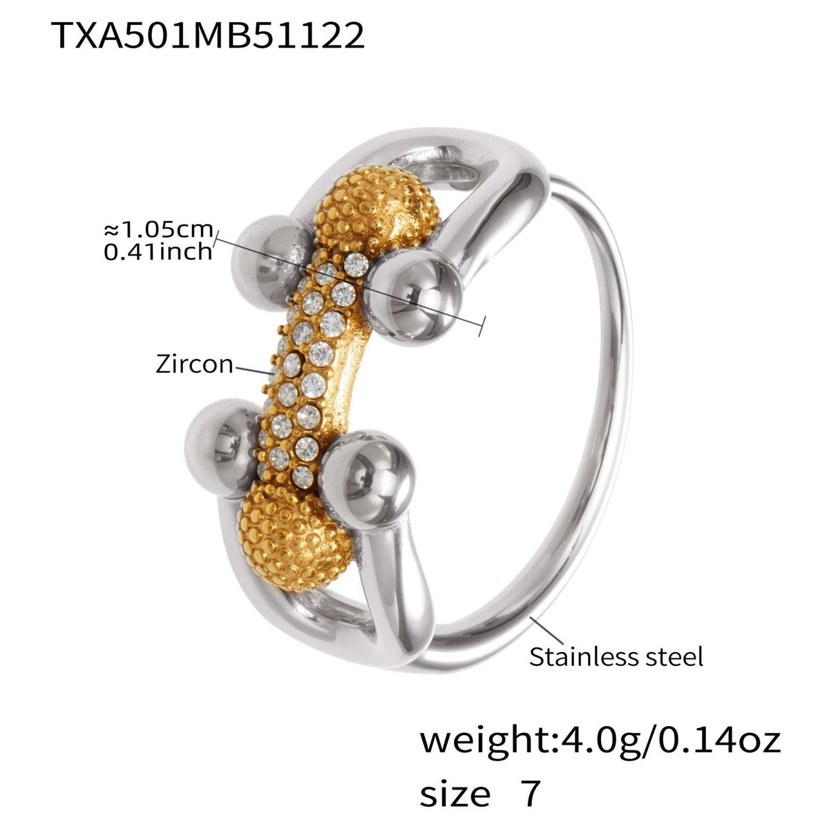 D관 - 스테인리스 스틸 말발굽 모양 큐빅 펜던트 18K 도금 귀걸이 반지 팔찌 목걸이 [TXP501] 25.11-4