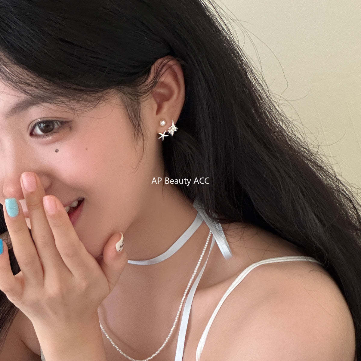 A관 - 진주 조개 불가사리 디자인 925 은침 귀걸이 [EH-3098.eb-SJ] 25.12-1