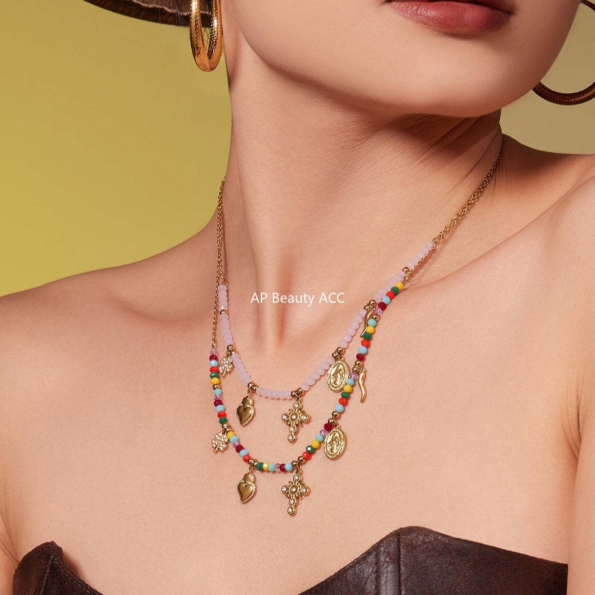 D관 - 스테인리스 스틸 크리스탈 펜던트 큐빅 팔찌 목걸이 [TXP481] 25.11-4