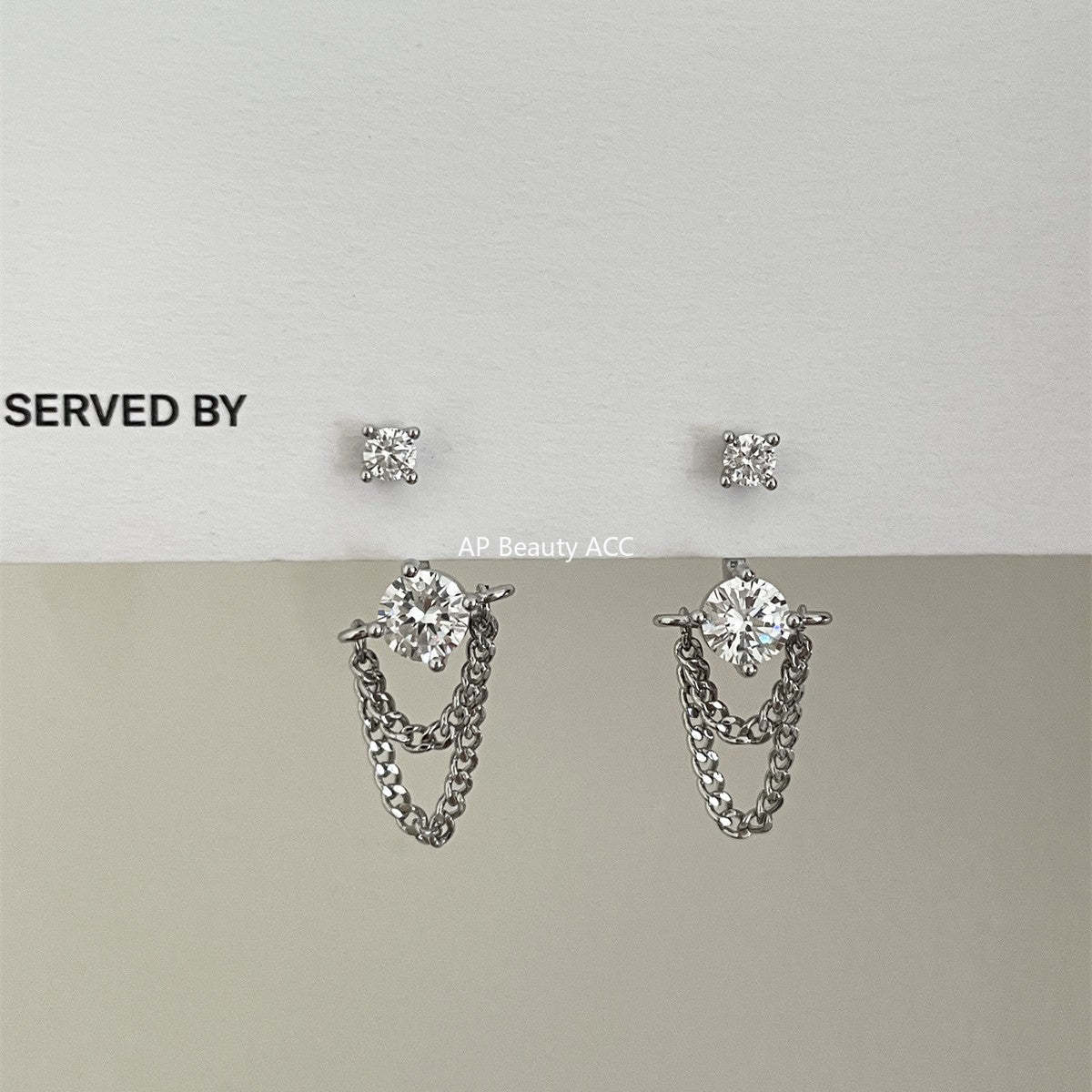 A관 - 티타늄 스틸 큐빅 체인 드롭 투웨이 귀걸이 [EH-4193] 25.10-4