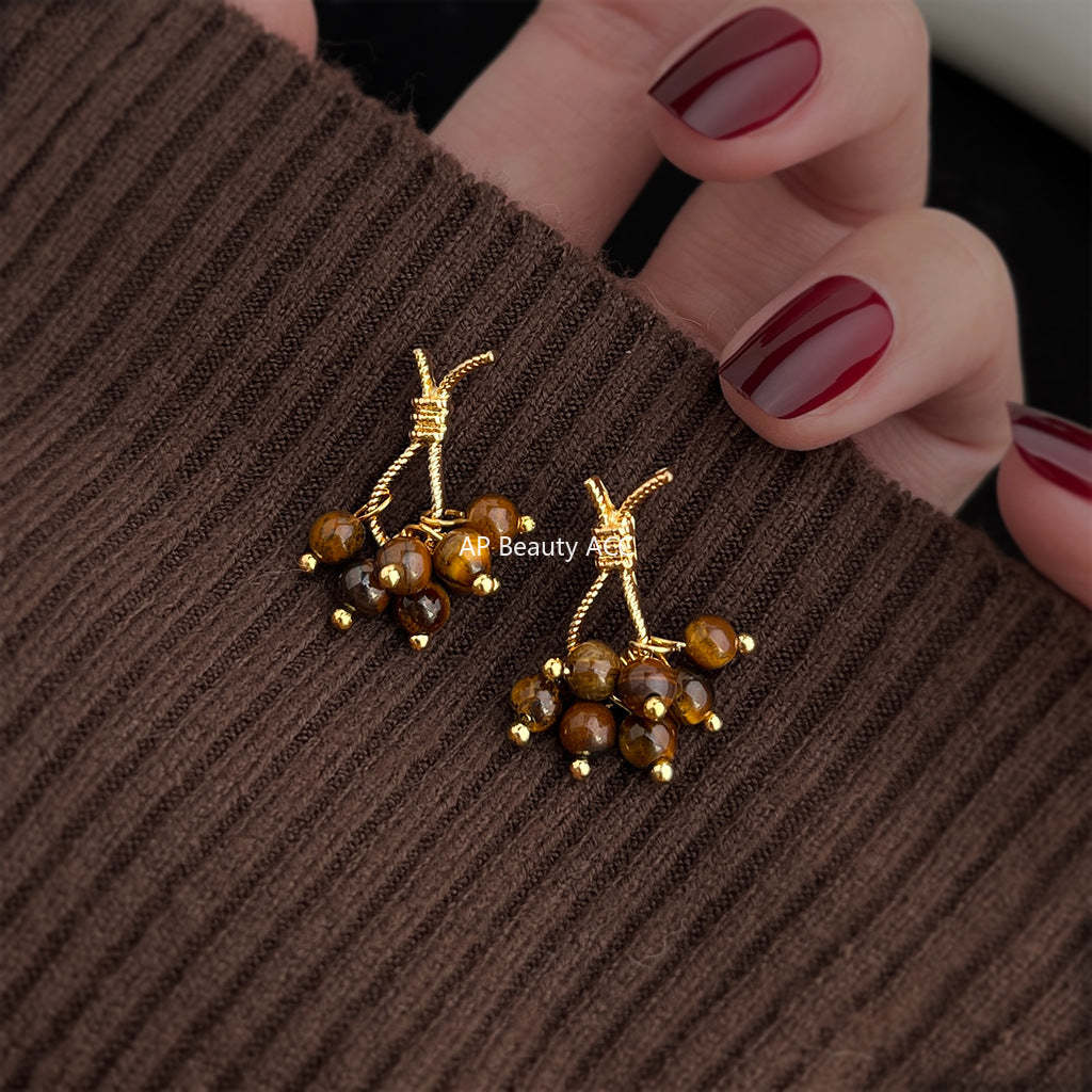 C관 - 호안석 매듭 핸드메이드 925 은침 귀걸이 [7146] 25.11-4