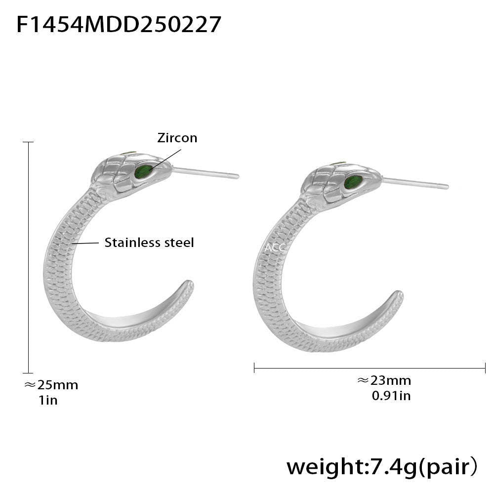 D관 - 도금 큐빅 코브라 스테인리스 스틸 귀걸이 [F1454] 25.03-1