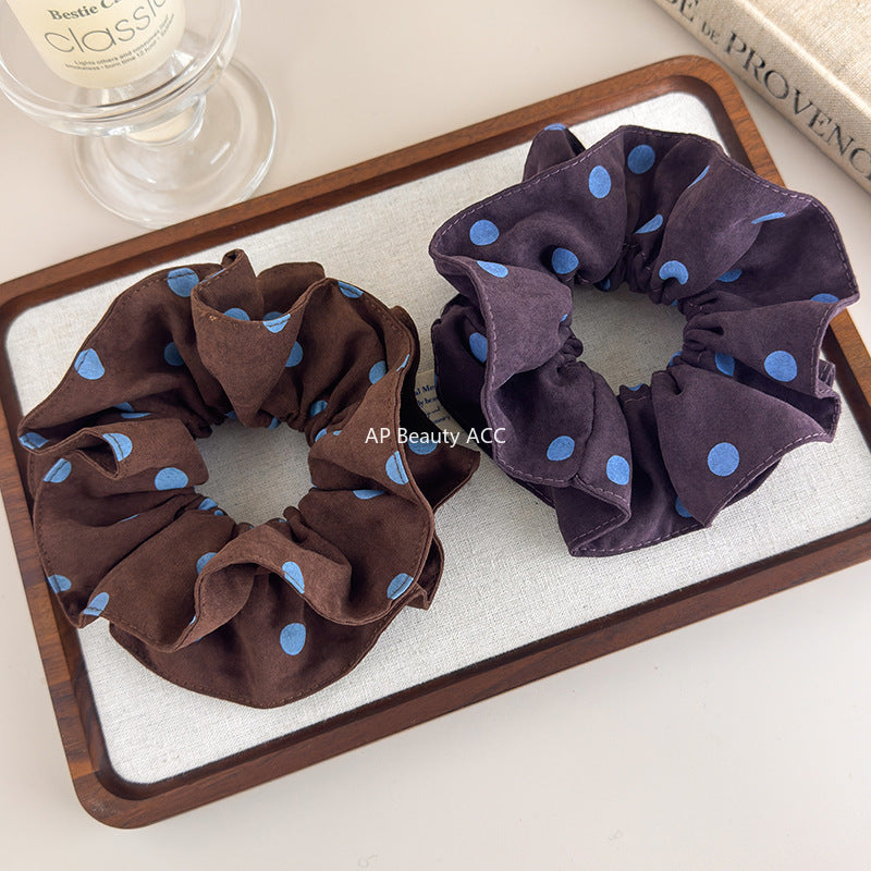 E관 - 블루 도트 패브릭 스카프 곱창 헤어밴드 [27580] 25.10-3