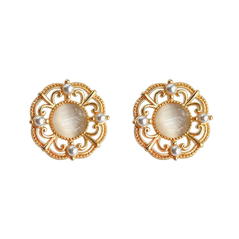 C관 - 14K 도금 유리 크리스탈 웨이브 패턴 세련된 귀걸이 [4075] 24.06-1