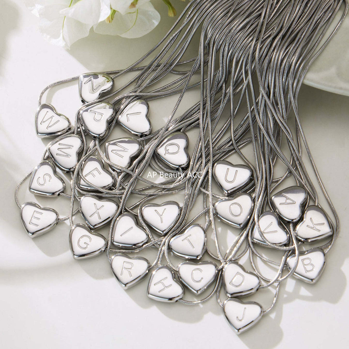 D관 - 스테인리스 스틸 18K 도금 알파벳 하트 펜던트 목걸이 [RP020] 25.12-1