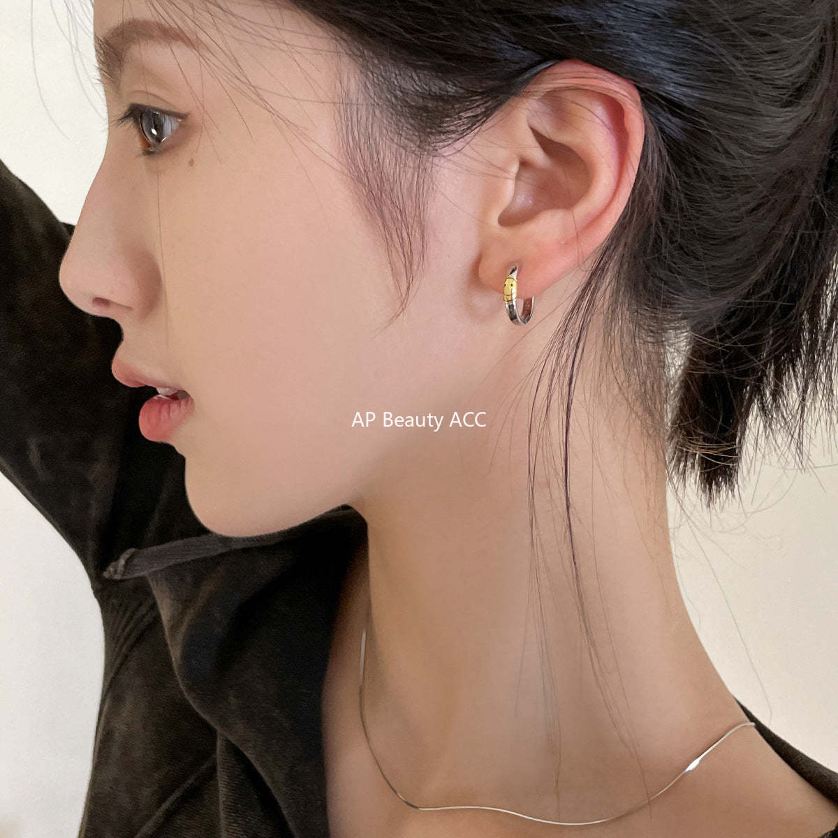 A관 - 925 실버 골드 투톤 스마일 귀걸이 [EH-1769] 25.01-2