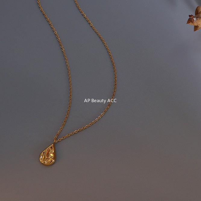 D관 - 티타늄 스틸 비정형 물방울 모양 펜던트 목걸이 [P1012] 25.11-2