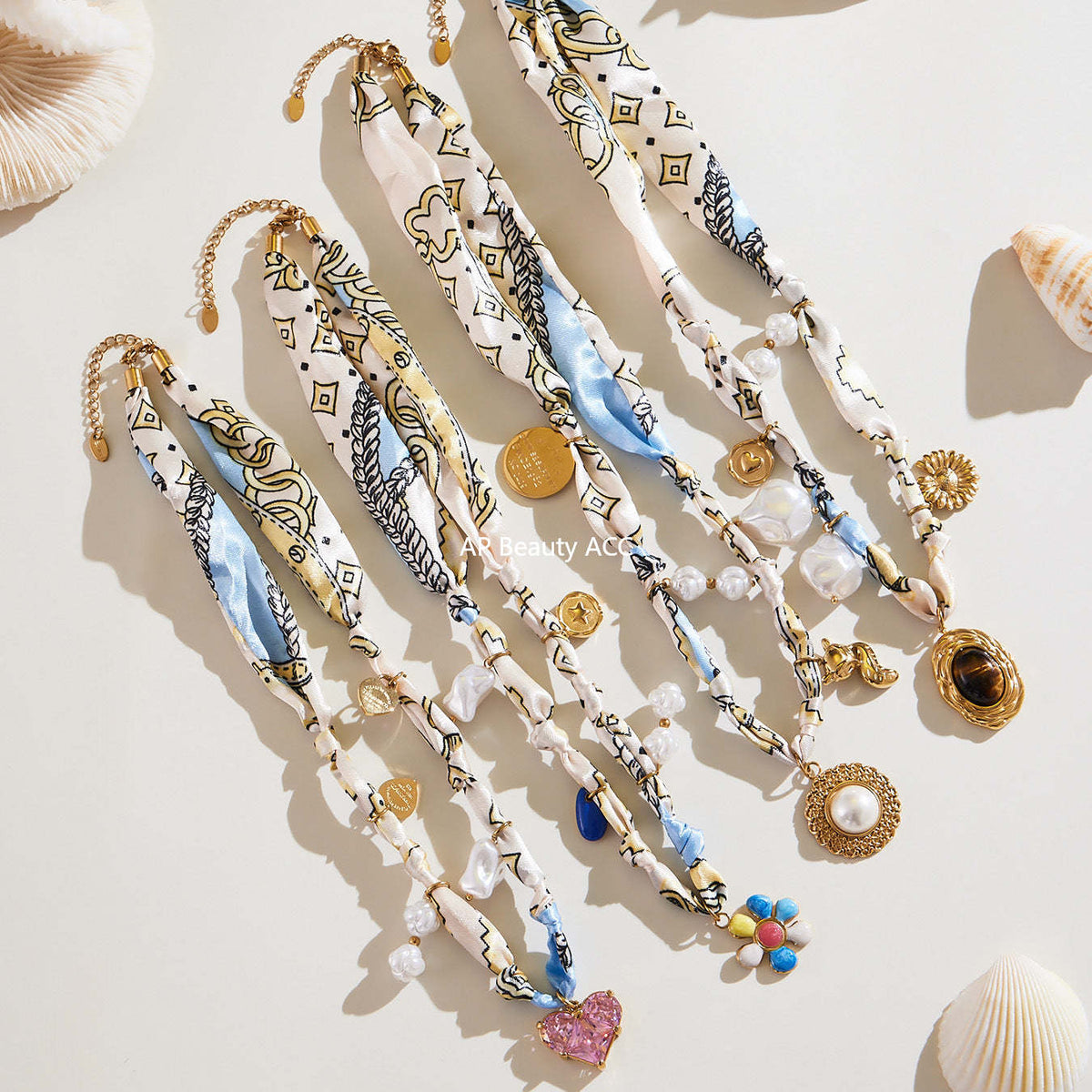 D관 - 스테인리스 스틸 호안석 진주 펜던트 스카프 목걸이 [P2178] 25.10-2