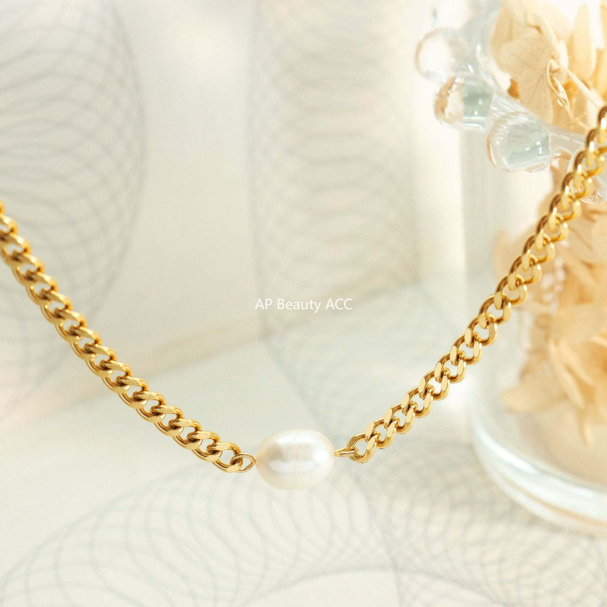 D관 - 진주 스테인리스 스틸 18K 도금 목걸이 귀걸이 [P539-F340] 25.03-4