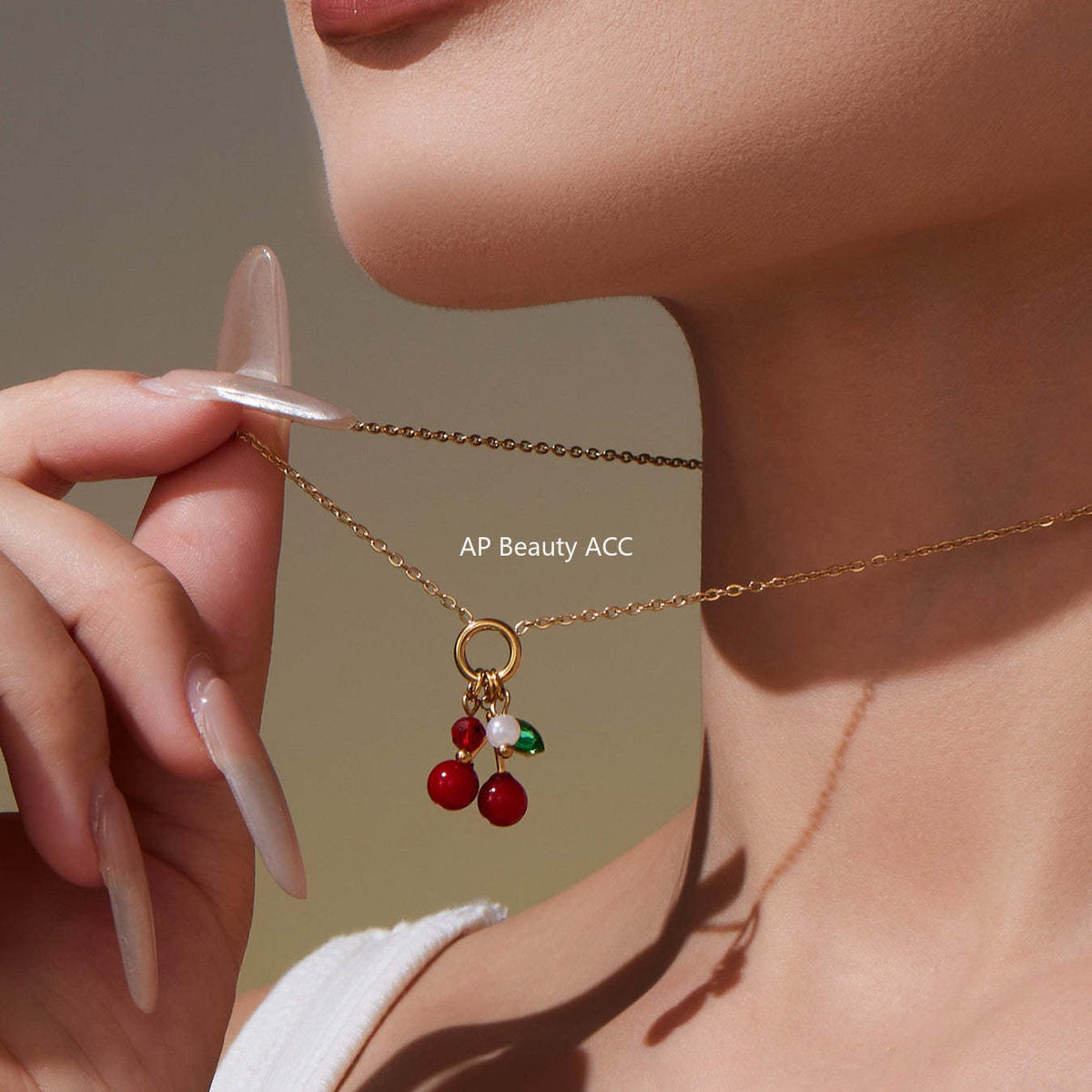 D관 - 스테인리스 스틸 체리 펜던트 목걸이 귀걸이 팔찌 반지 [TXP407] 25.09-4