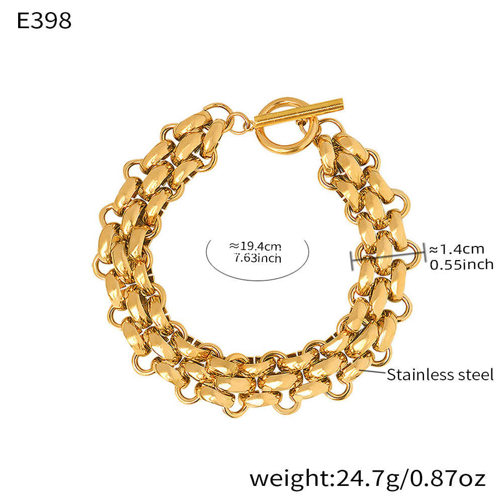 D관 - OT 고리 볼드 체인 18K 도금 스테인리스 스틸 목걸이 팔찌 [P1441] 25.12-2