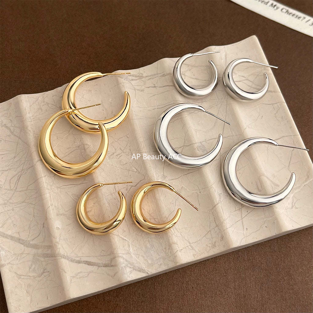 C관 - 14K 도금 925 은침 원형 귀걸이 [5366-5369] 25.02-3