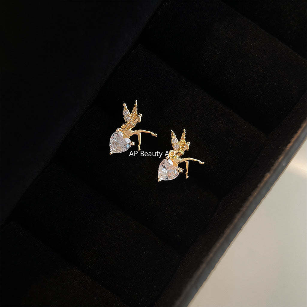 C관 - 14K 도금 큐빅 팅커벨 은침 귀걸이 [5923] 25.04-4