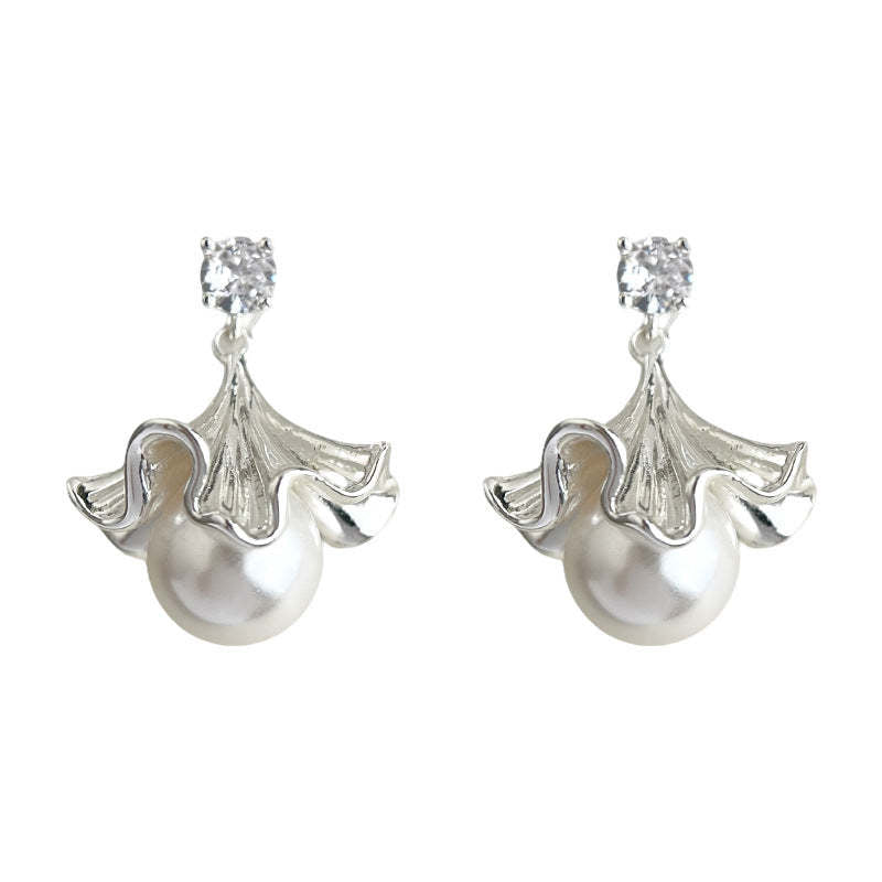 C관 - 925 은침 큐빅 플라워 진주 귀걸이 [7202] 25.12-1