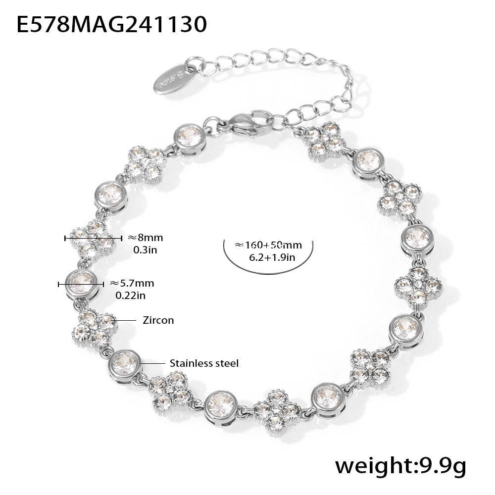 D관 - 18K 골드 도금 스테인리스 스틸 핸드메이드 큐빅 팔찌 [E575-E582] 24.12-2