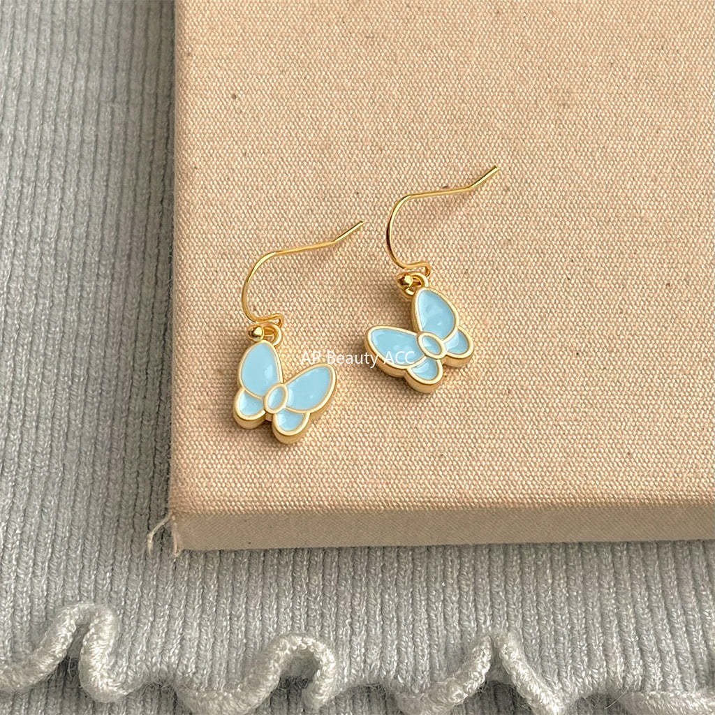 C관 - 민트그린 버터플라이 오일코팅 14K 도금 귀걸이 [5699] 25.03-2