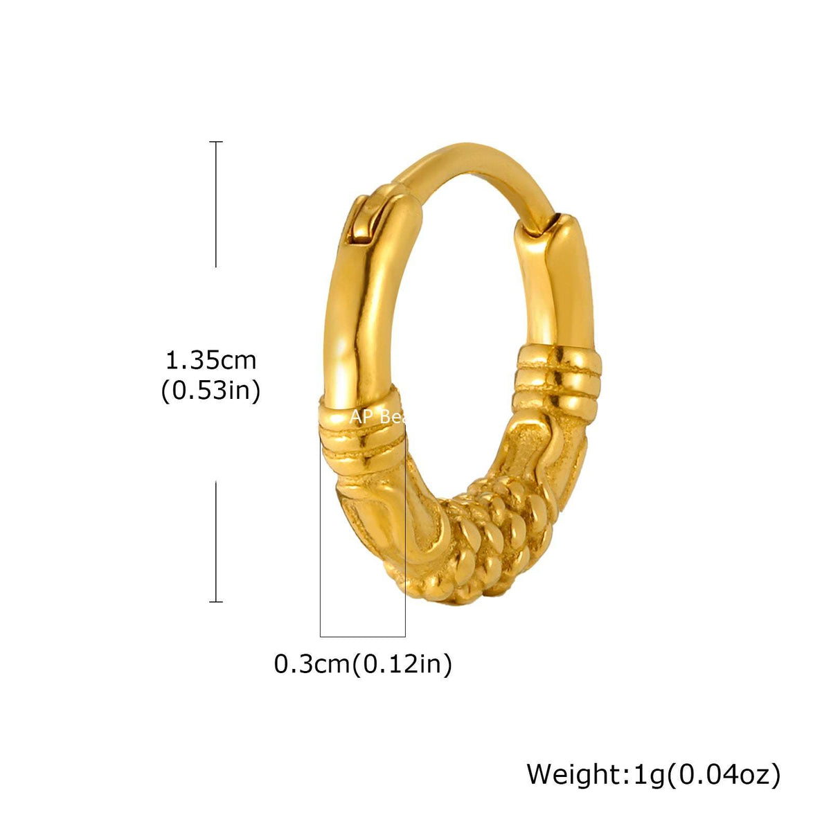 G관 - 스테인리스 스틸 스트랩 패턴 링 귀걸이 [EH-647] 25.12-1