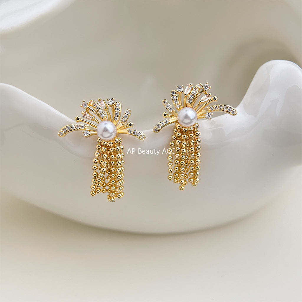 C관 - 불꽃 모양 드롭 큐빅 925 은침 귀걸이 [7136] 25.11-4