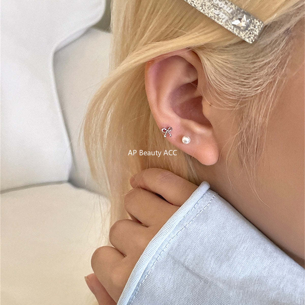 A관 - 999 실버 비즈 리본 디자인 귀걸이 [EH-4180] 25.10-4