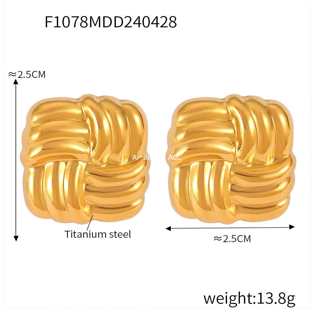 D관 - 셀럽 인기 디자인 트렌디 티타늄 스틸 굵은 링 미니멀 디자인 C자형 귀걸이 [F1076-8] 24.05-1