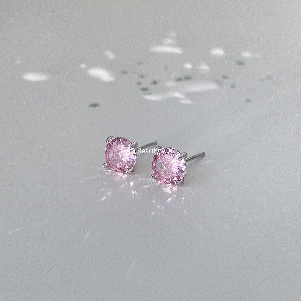 A관 - 999 실버 핑크 큐빅 스터드 귀걸이 [EH-4094] 25.10-2