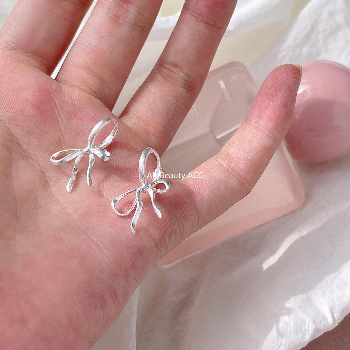 A관 - 리본 모양 샌딩 925 은침 귀걸이 [EH-3250.SJ] 25.12-2