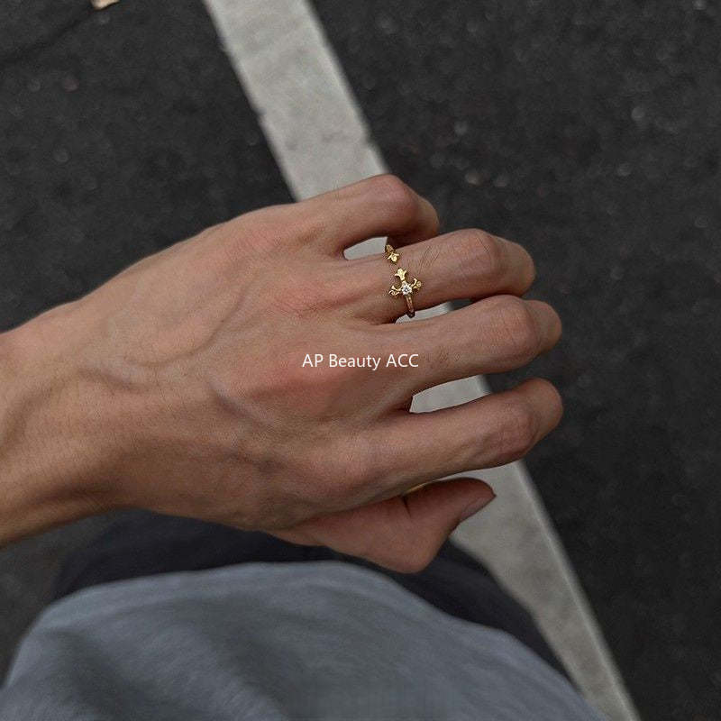 G관 - 아이리스 플라워 큐빅 오픈형 반지 [J2675] 25.11-4