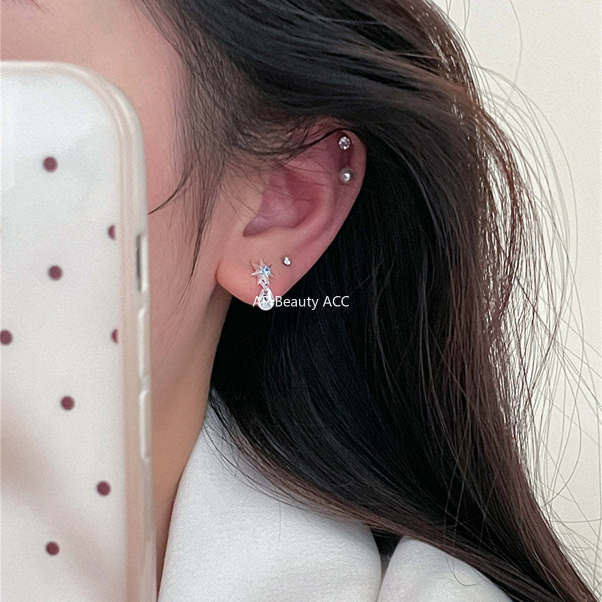 A관 - 925 은침 블루 팔각별 드롭형 귀걸이 [EH-3731] 25.06-4