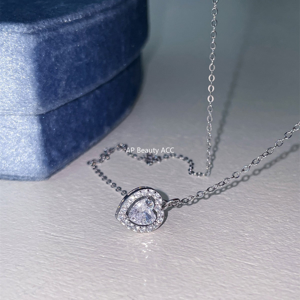 A관 - 925 실버 하트 큐빅 펜던트 목걸이 [XL-1206] 25.10-1