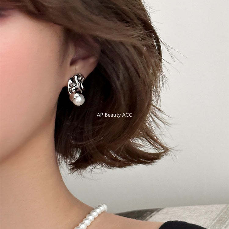 A관 - 비정형 디자인 진주 925 은침 귀걸이 [EH-4323] 25.12-2