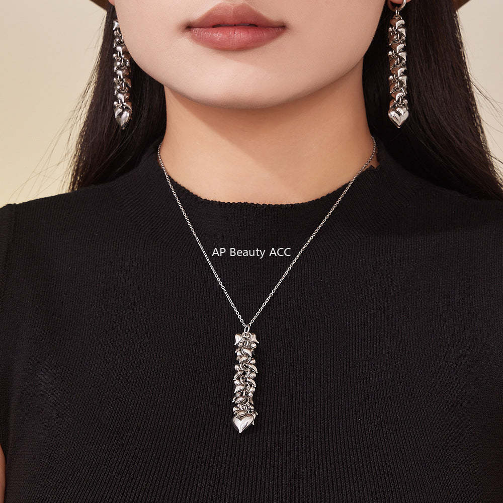 D관 - 스테인리스 스틸 하트 핸드메이드 18K 도금 목걸이 귀걸이 [TXP480] 25.11-4