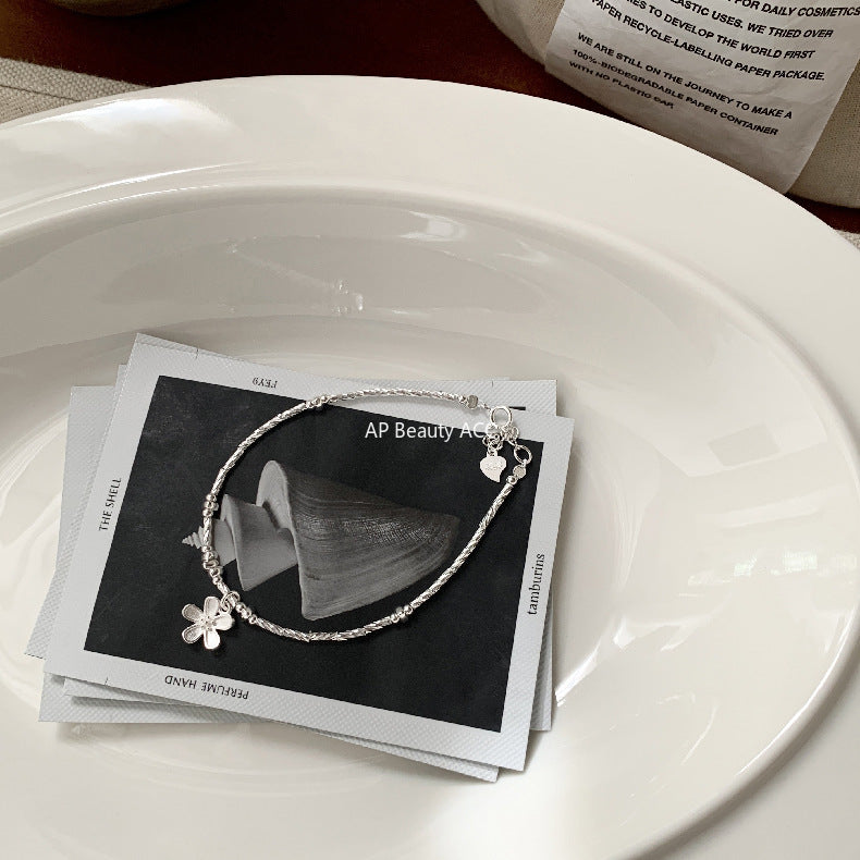 A관 - 925 실버 조각 플라워 대나무 마디 디자인 팔찌 목걸이 [1537-1538] 25.11-2