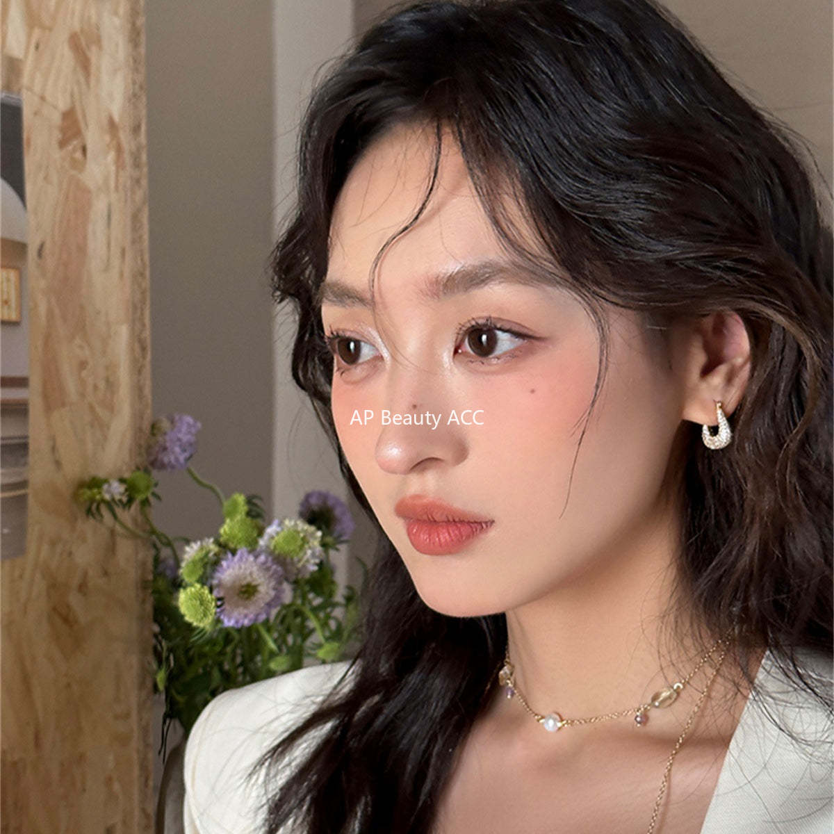 A관 - 925 은침 주머니 디자인 큐빅 후프 귀걸이 [EH-4072] 25.09-4