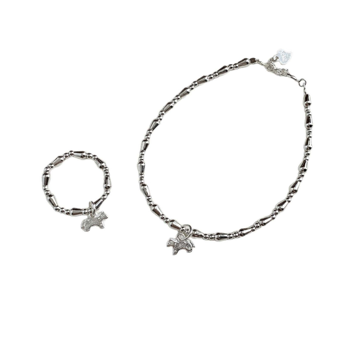 A관 - 패턴 말 펜던트 925 실버 슬림 팔찌 [SZ-S092] 25.12-3