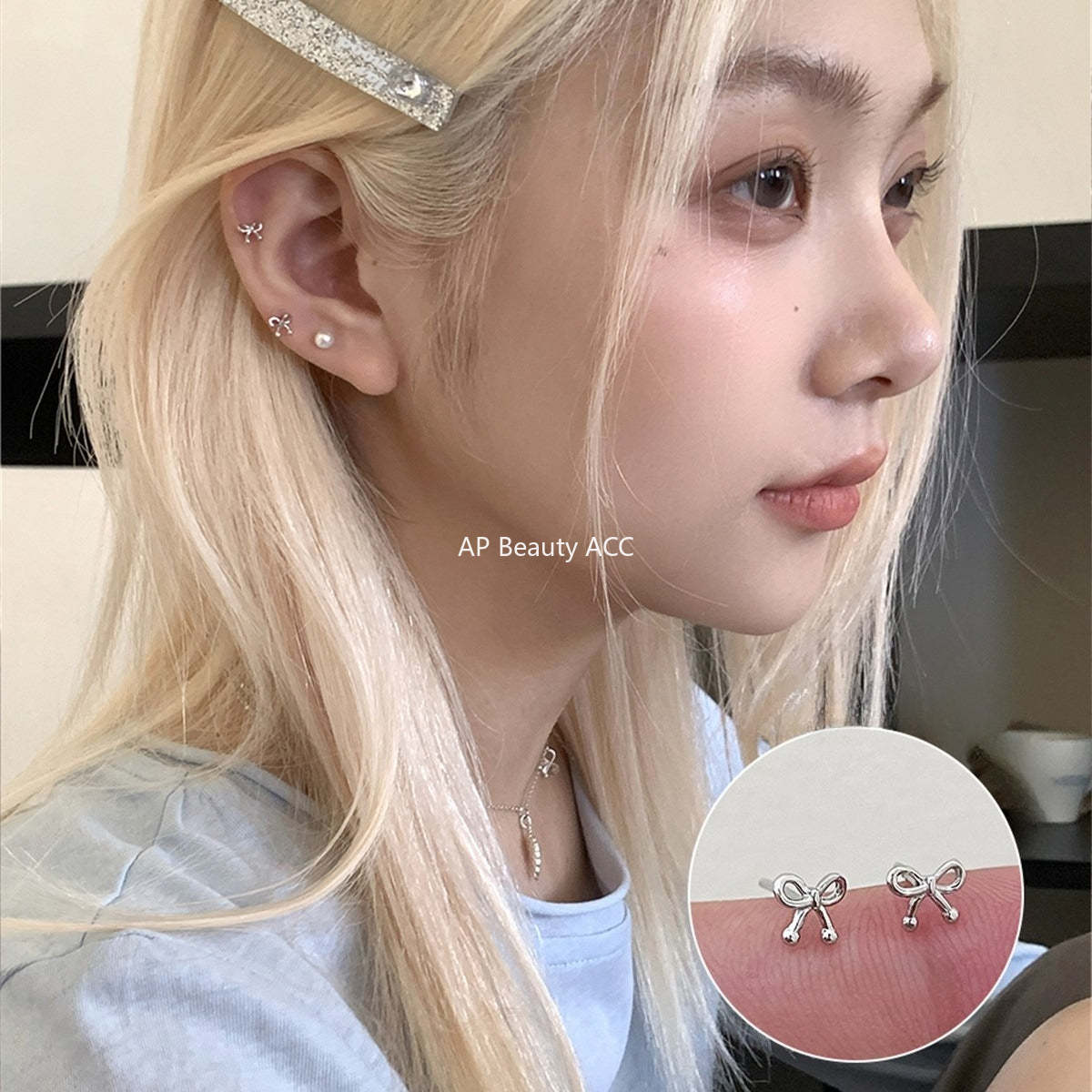 A관 - 999 실버 비즈 리본 디자인 귀걸이 [EH-4180] 25.10-4