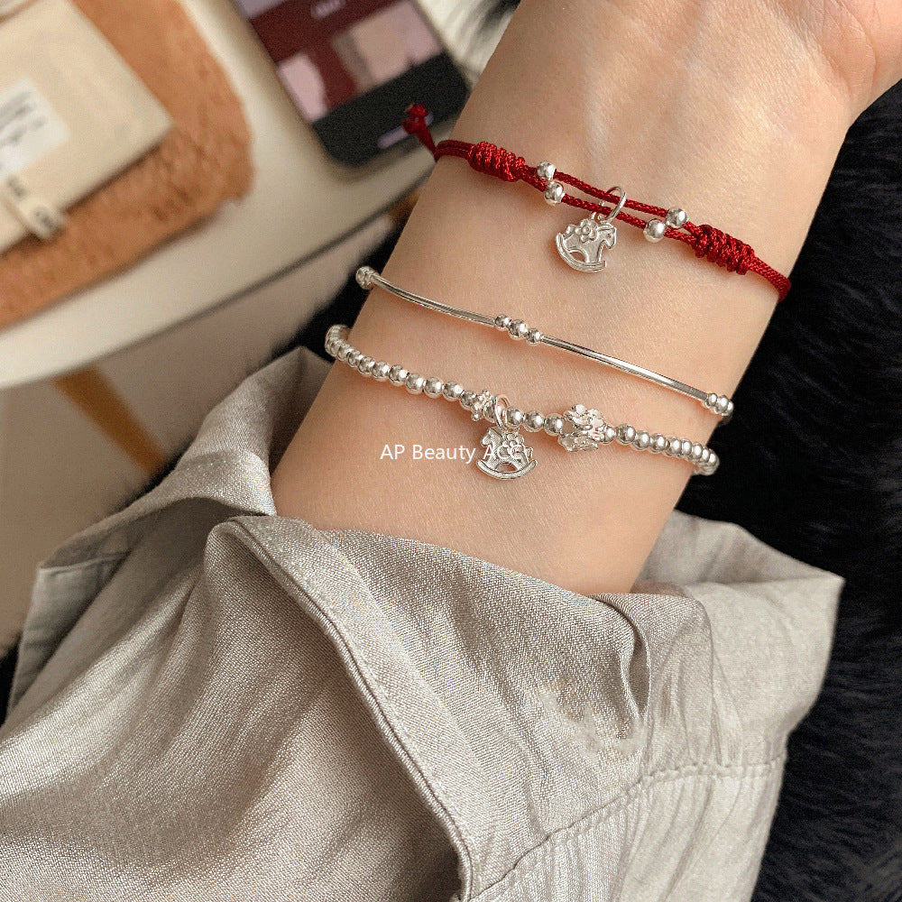 A관 - 925 실버 말 펜던트 튜브 더블 레이어 팔찌 [1601] 25.11-2