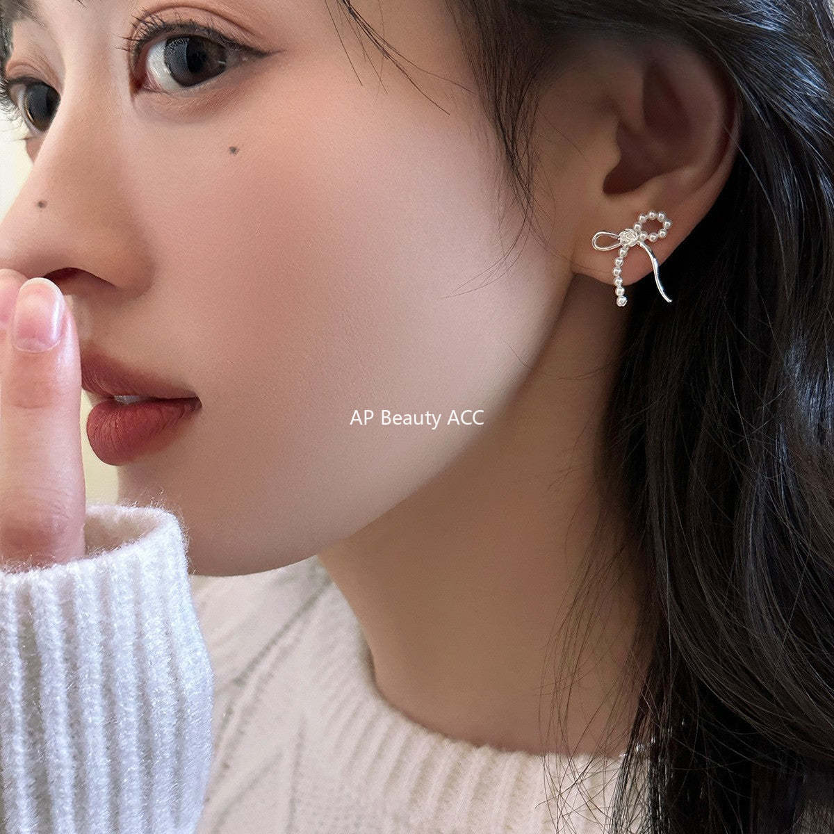 A관 - 진주 리본 플라워 은침 귀걸이 [EH-3586] 25.05-2