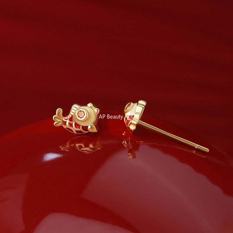 B관 - 999 실버 금붕어 물고기 행운 귀걸이 [YC2856E_1] 25.12-3