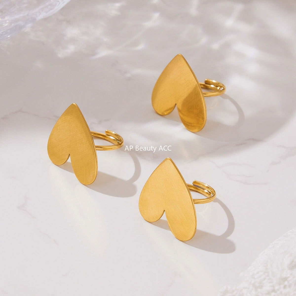 D관 - 스테인리스 18K 도금 비대칭 하트 디자인 목걸이 귀걸이 반지 [TXP462] 25.10-5