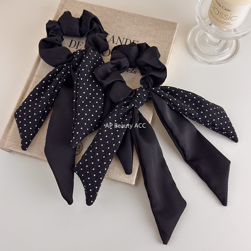 E관 - 도트 패턴 리본 디자인 머리끈 헤어밴드 [27568] 25.10-3