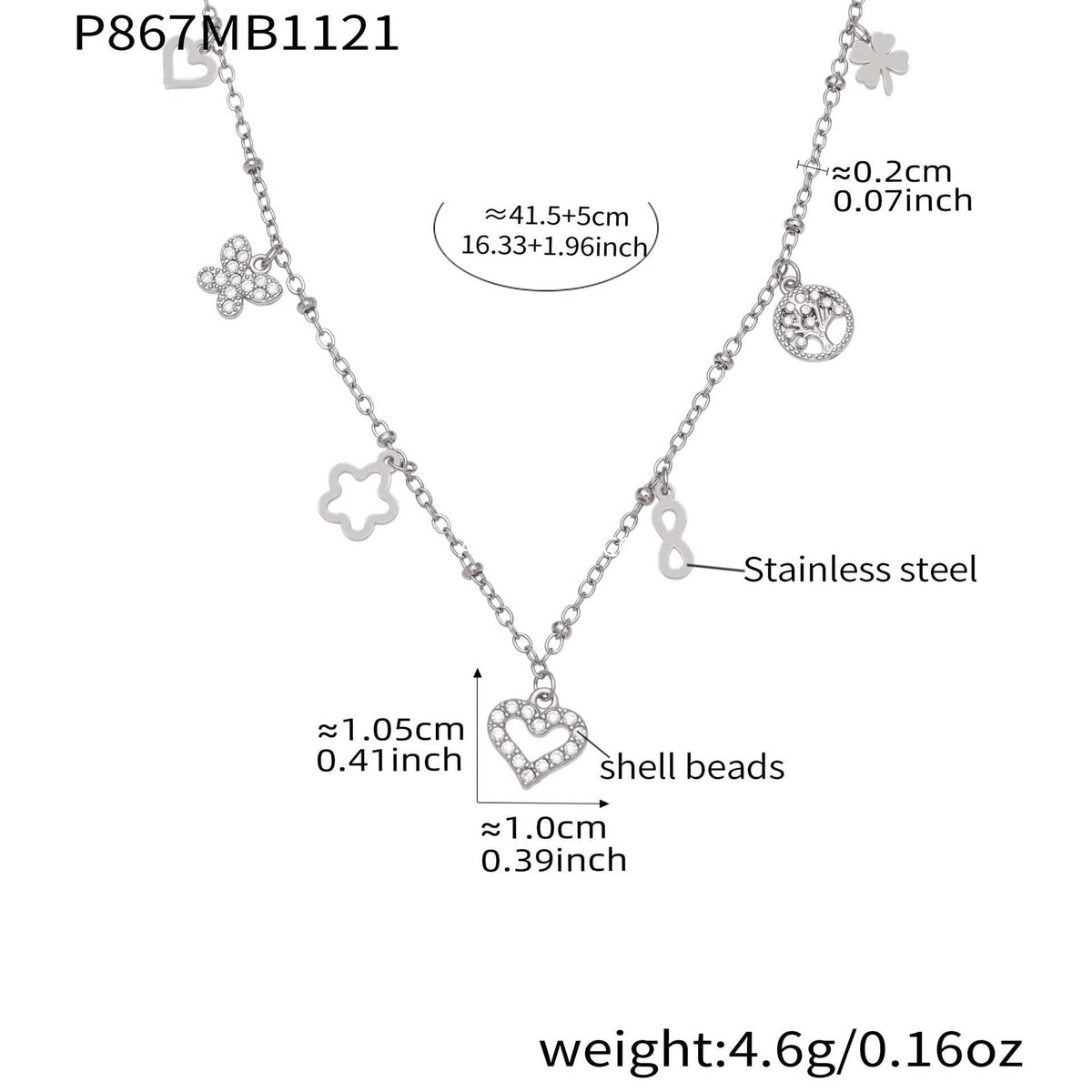 D관 - 스테인리스 스틸 하트 풀큐빅 레이어드 18K 도금 목걸이 [P874] 25.11-4