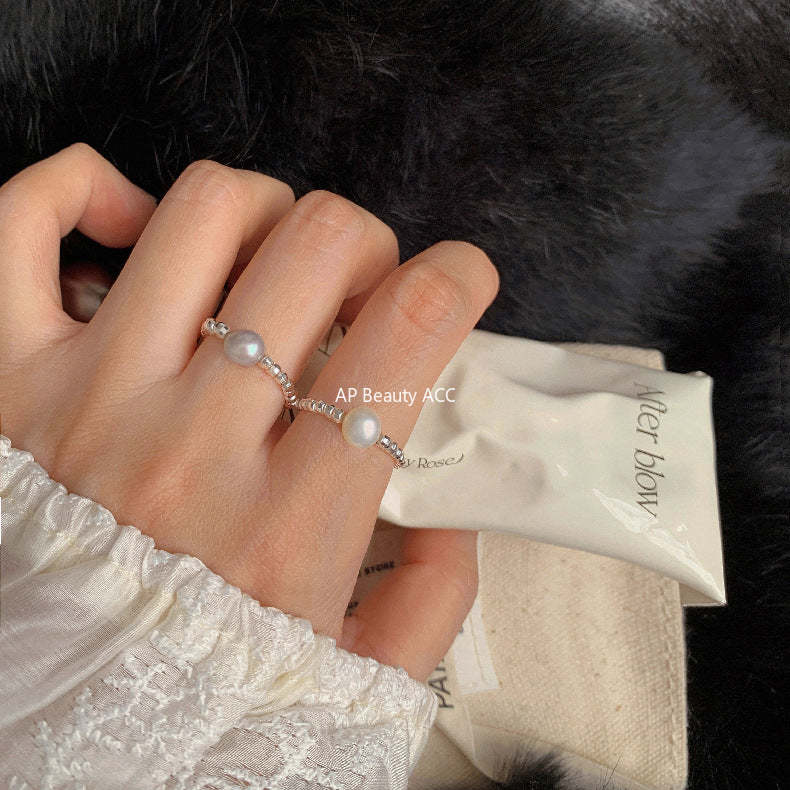 A관 - 아게이트 칼세도니 담수진주 비즈 925실버 반지 [RA] 25.11-4